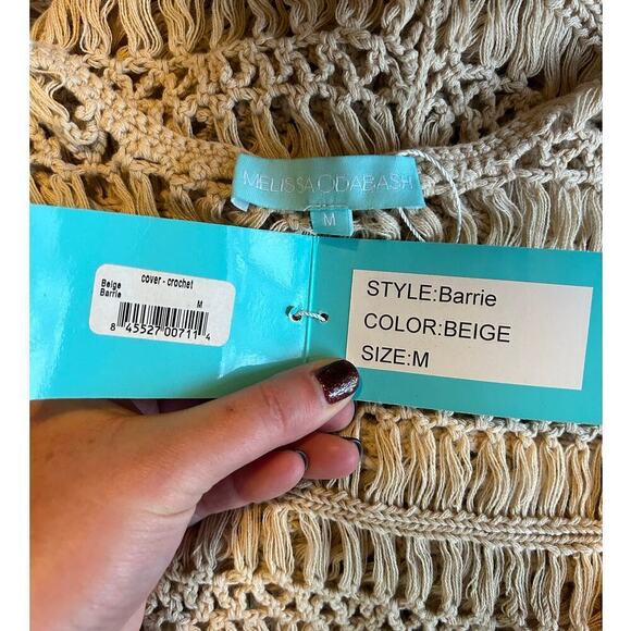 New Melissa Odabash Barrie Beige Crochet Swim Coverup - Medium - Picture 7 of 8